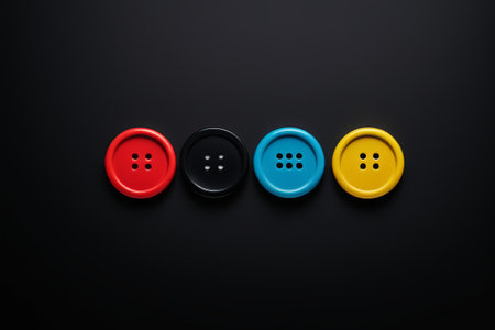 three buttons are arranged in a row on a black surfaceの素材