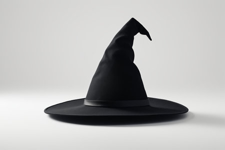 arafed black hat with a pointed brimle on a white surfaceの素材