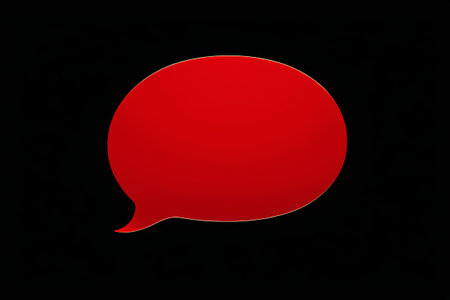 there is a red speech bubble on a black backgroundの素材