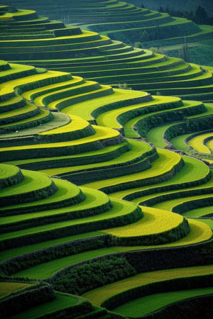 Pastoral scenery and terraced fieldsの素材
