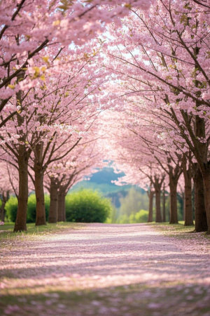 Cherry blossom-lined pathの素材