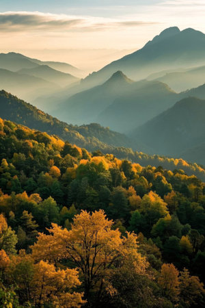 Autumn scenery of mountains and forestsの素材
