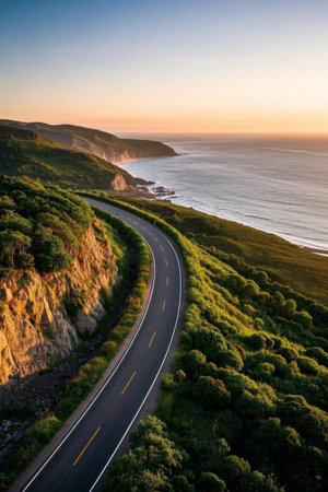 Coastal road natural sceneryの素材