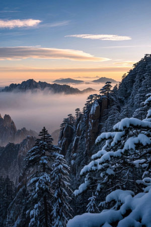 Huangshan Sea of Clouds Landscape after Snowの素材