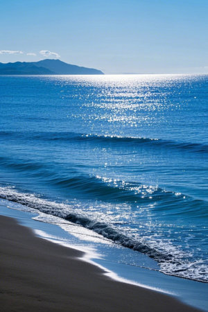 Beach and waves in the sunの素材