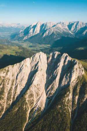 Aerial view of alpine natureの素材