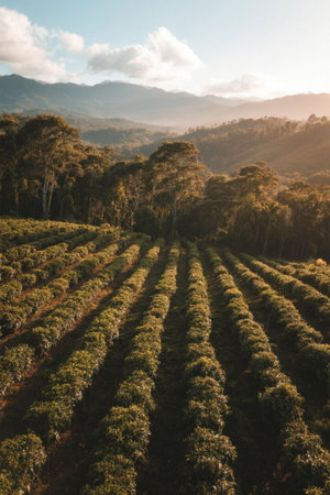 Mountain tea garden natural sceneryの素材