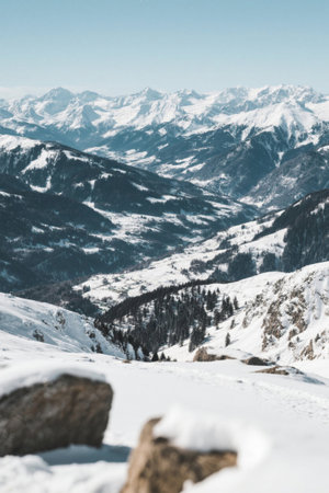 Panoramic view of natural scenery in the Snow Mountain Rangeの素材