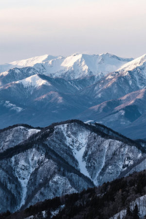 Panoramic view of Snow Mountain natureの素材