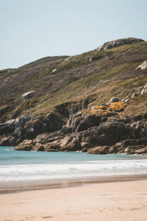 Seaside hills and sandy beaches natural landscapeの素材