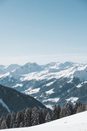 Snow Mountain Forest Natural Landscapeの素材