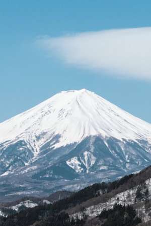 Snowy scenery of Mount Fuji, Japanの素材