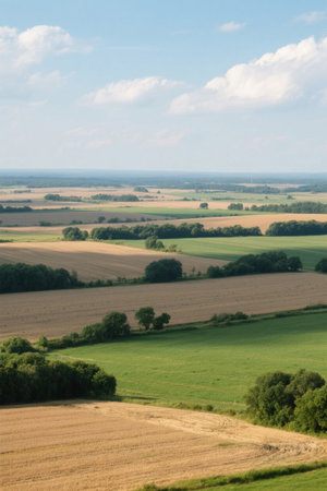 Panoramic view of natural scenery in the fields and countrysideの素材
