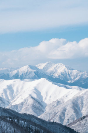 Panoramic view of Snow Mountain natureの素材