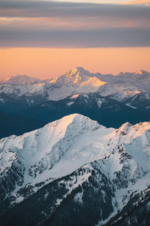 Snow-capped mountains sunrise natural sceneryの素材