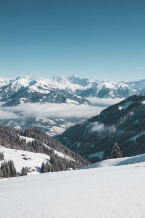 Snow Mountain Forest Sea of Clouds Natural Sceneryの素材