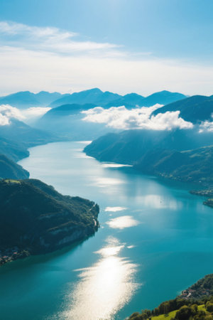 Panoramic natural scenery of mountains, rivers and lakesの素材