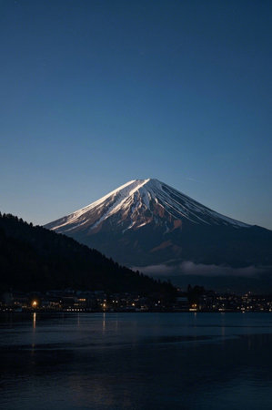 Night view of Mount Fuji, Japanの素材