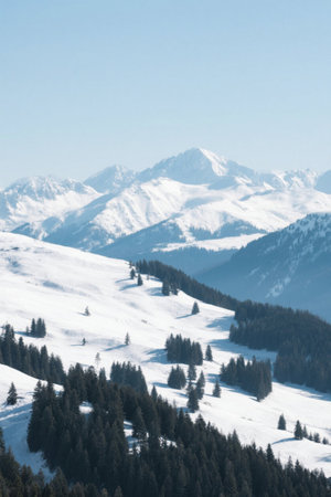Snowy Mountains and Forest Natureの素材