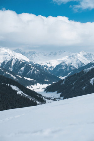 Panoramic view of the natural scenery of Snow Mountain Forestの素材