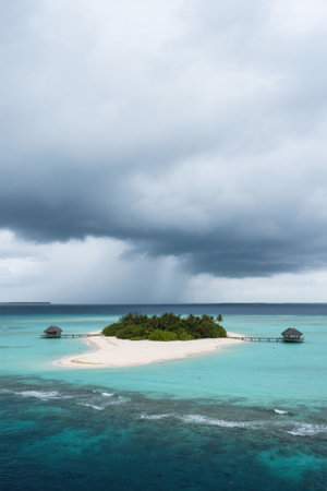 Overlooking a small island in the tropical oceanの素材