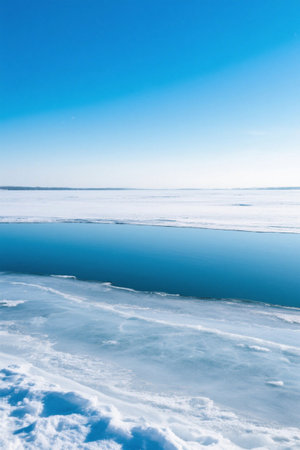Winter ice and blue sky natural landscapeの素材