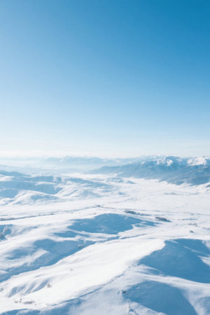 Snow-capped mountains and blue sky natureの素材