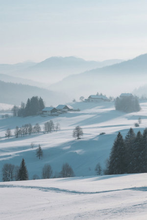 Snowy Zhongshan Village Sceneryの素材