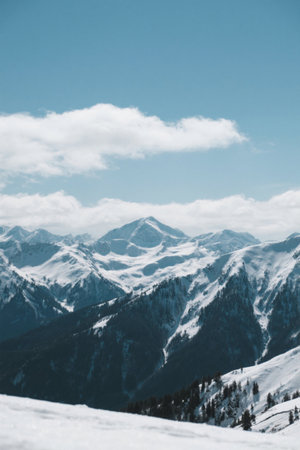 Snow Mountain Blue Sky Natural Landscapeの素材