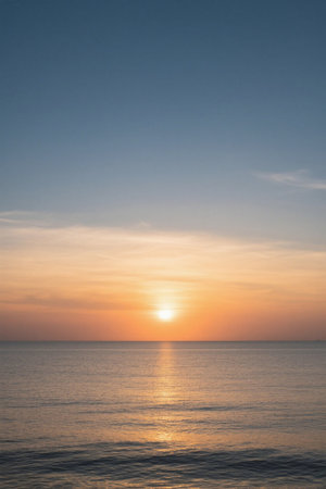 Sunset scene at seaの素材