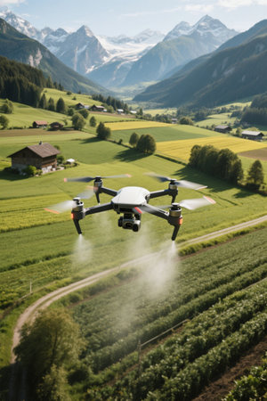 Drone aerial photography of mountain agricultural scenesの素材