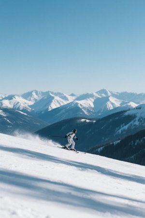 Outdoor snow mountain skier sliding sceneの素材