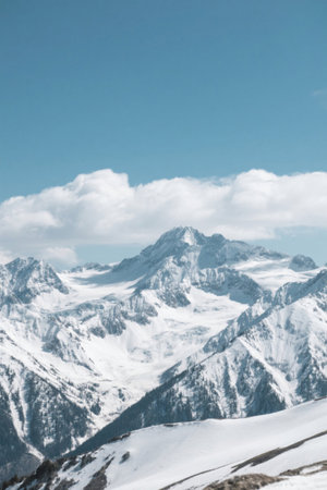 Snow Mountain Blue Sky White Cloud Natural Landscapeの素材