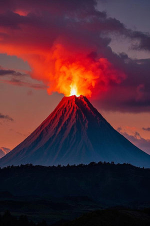 Volcanic eruption natural sceneryの素材