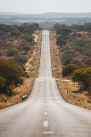 Scenery of the extension road in the wildernessの素材