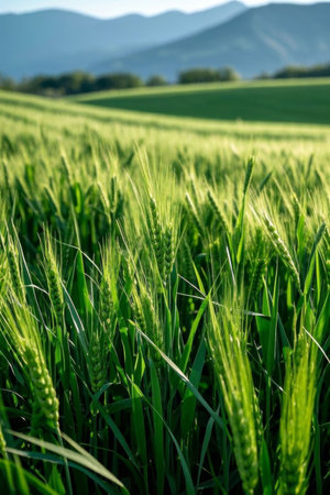 Green wheat fields natural sceneryの素材