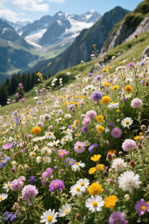 Mountain flower sea natural sceneryの素材