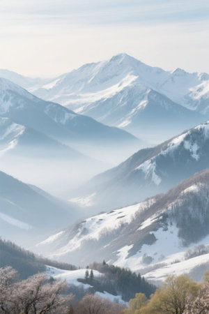 Panoramic view of Snow Mountain natureの素材