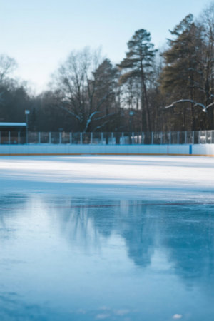 Ice view from the outdoor ice skating rinkの素材