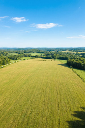 Aerial photography of vast fields and natural sceneryの素材