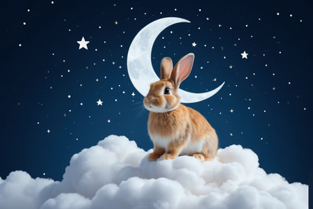 Cloud Rabbit and Star and Moon Background Mapの素材