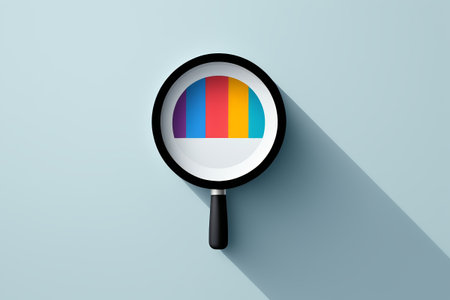 Colorful stripe pattern under a magnifying glassの素材