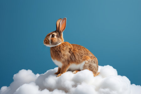 Rabbit sitting on the cloudsの素材