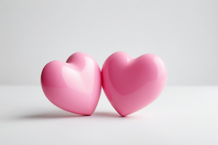 Close-up of two pink heart-shaped objectsの素材