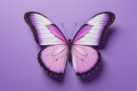 Close up of butterfly on purple backgroundの素材