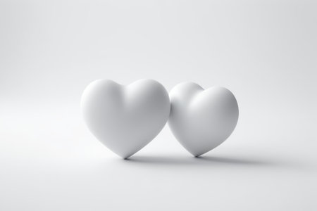 Close-up of two white heart-shaped objectsの素材