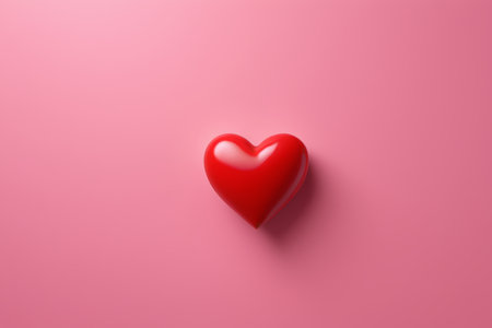 Red heart on pink backgroundの素材