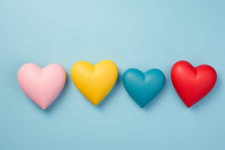 Arrangement of colorful heart-shaped objectsの素材