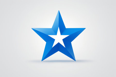 Blue solid five-pointed star iconの素材