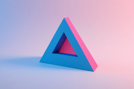 Blue and pink two-color solid triangleの素材